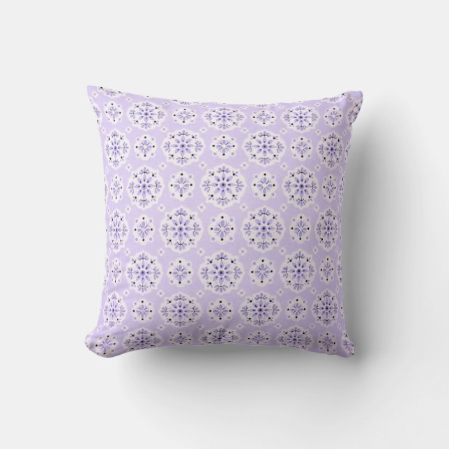 Lila Pastel Mönster Söt Vintage Kudde (Framsida)