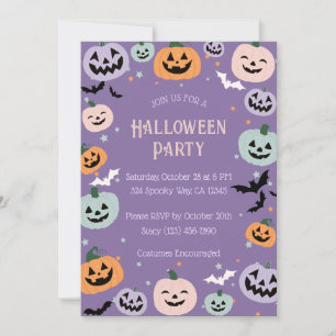 Lila Pastel Pumpkin Halloween Inbjudningar