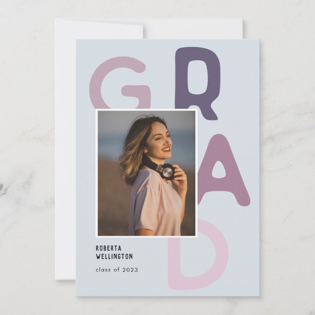 Lila Pastel Typography Photo 2022 Studenten Meddelande (Framsida)