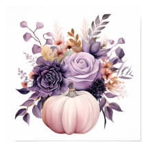 Lila pastel vattencolor Halloween pumpkin poster
