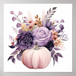 Lila pastel vattencolor Halloween pumpkin poster