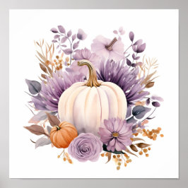 Lila pastel vattencolor Halloween pumpkin poster