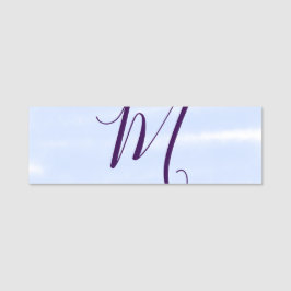 Lila pastell akvarell monogram namn bokstavretro namnbricka