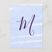 Lila pastell akvarell monogram namn bokstavretro