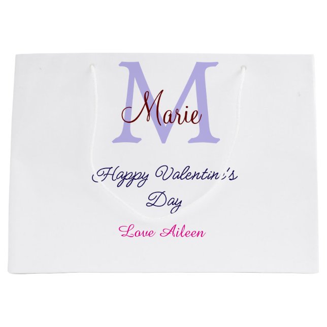 Lila pastell glad Alla hjärtans dag rosa monogram  (Framsidan)