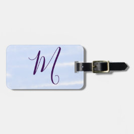 Lila pastell vattenfärg monogram namn bokstavretro bagagebricka