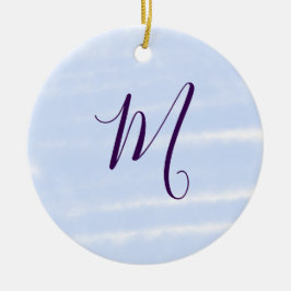 Lila pastell vattenfärg monogram namn bokstavretro julgransprydnad keramik
