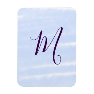 Lila pastell vattenfärg monogram namn bokstavretro magnet