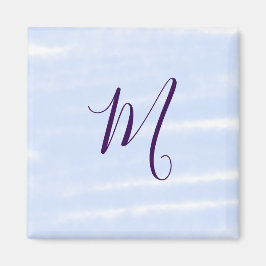 Lila pastell vattenfärg monogram namn bokstavretro magnet