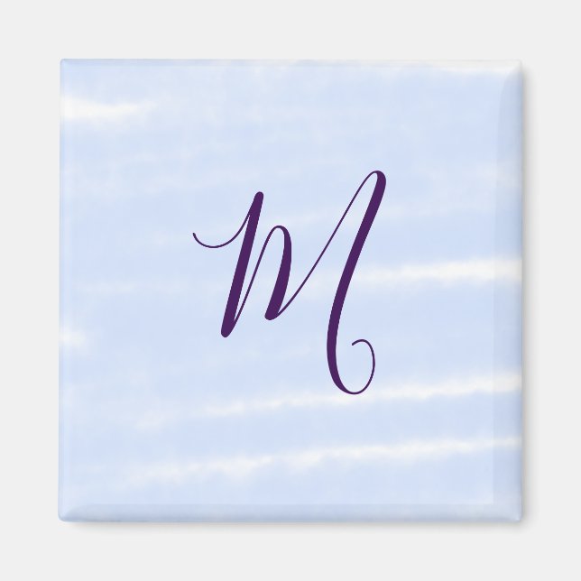 Lila pastell vattenfärg monogram namn bokstavretro magnet (Framsidan)