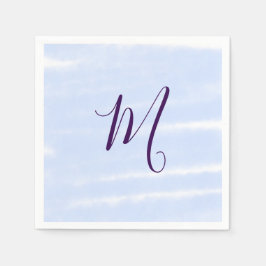 Lila pastell vattenfärg monogram namn bokstavretro pappersservett