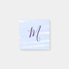 Lila pastell vattenfärg monogram namn bokstavretro post-it block