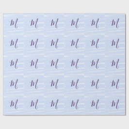 Lila pastell vattenfärg monogram namn bokstavretro presentpapper
