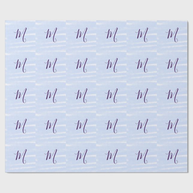 Lila pastell vattenfärg monogram namn bokstavretro presentpapper (Platt)