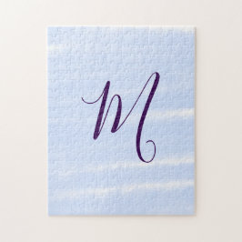 Lila pastell vattenfärg monogram namn bokstavretro pussel