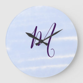 Lila pastell vattenfärg monogram namn bokstavretro stor klocka