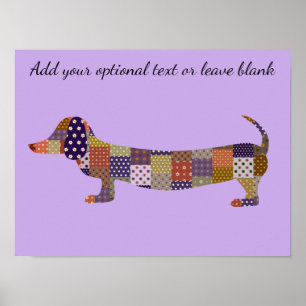 Lila Patchwork Dachshund Wall Art Poster