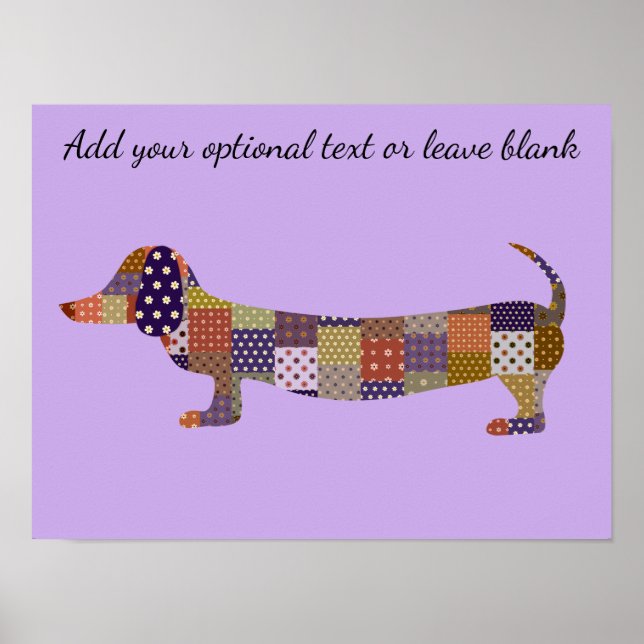 Lila Patchwork Dachshund Wall Art Poster (Framsidan)