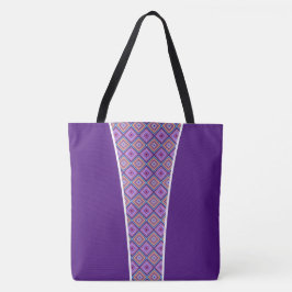 Lila Patterned Tote Bag Tygkasse
