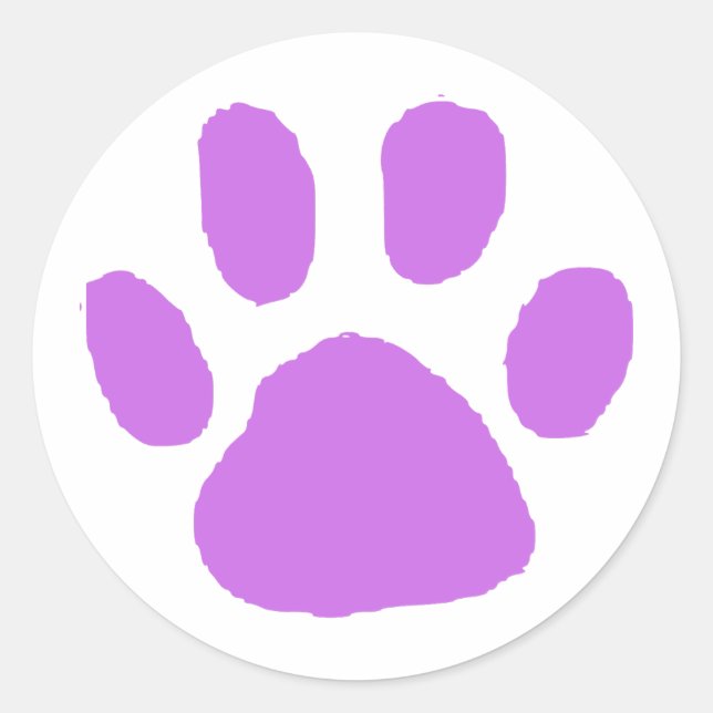 Lila PawPrint-design Runt Klistermärke (Framsida)
