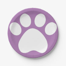 Lila Pawprint Papper Tallrikar