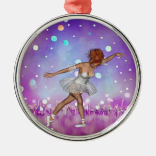 Lila Payed Bokeh Background & Ballerina Julgransprydnad Metall