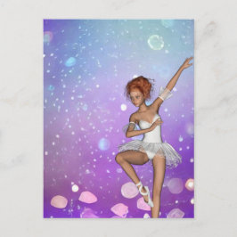 Lila Payed Bokeh Bubbles Ballerina Vykort