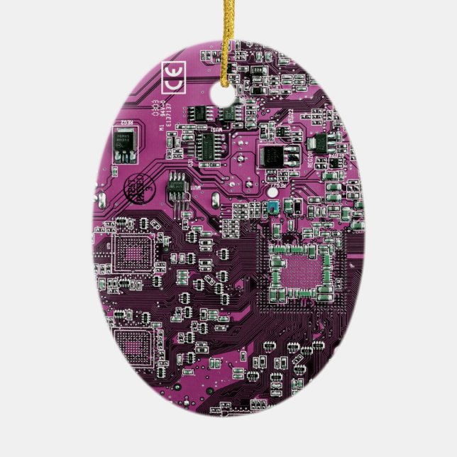 Lila PCB-kretskortdesign för IT-proffs Julgransprydnad Keramik (Framsidan)