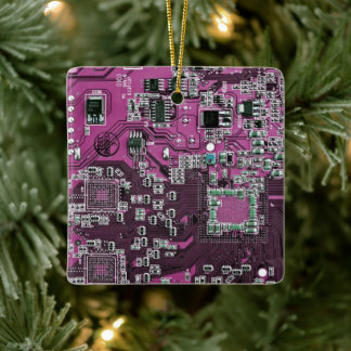Lila PCB-kretskortdesign för IT-proffs Julgransprydnad Keramik