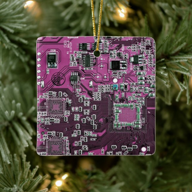 Lila PCB-kretskortdesign för IT-proffs Julgransprydnad Keramik (Träd)