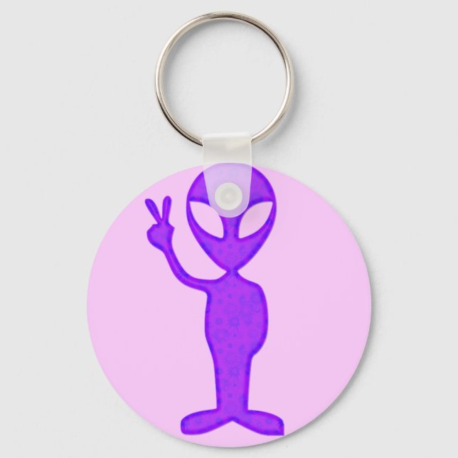 Lila Peace Alien Nyckelring (Framsida)