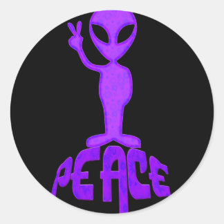 Lila Peace Alien Runt Klistermärke