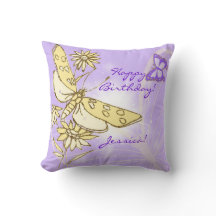 Lila Peach Butterfly Dekorativ kudde