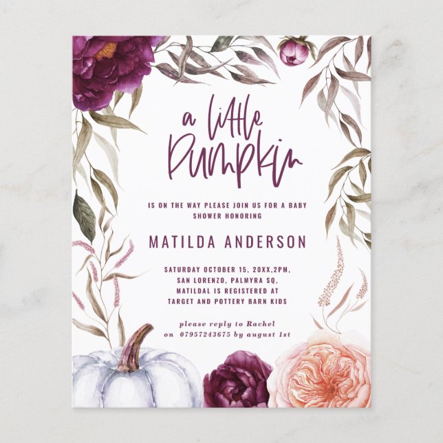 lila Peach-pumpa, fall babydusch (Framsida)