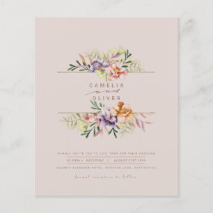 Lila Peach Summer Blommigt Wedding QR Code Flygblad