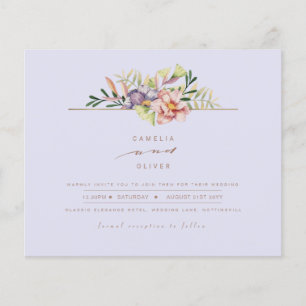 Lila Peach Summer Blommigt Wedding QR Code Flygblad