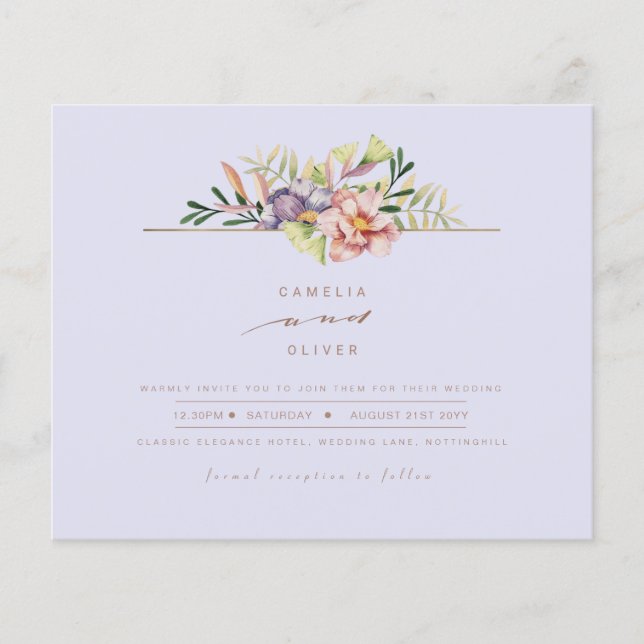 Lila Peach Summer Blommigt Wedding QR Code Flygblad (Framsidan)