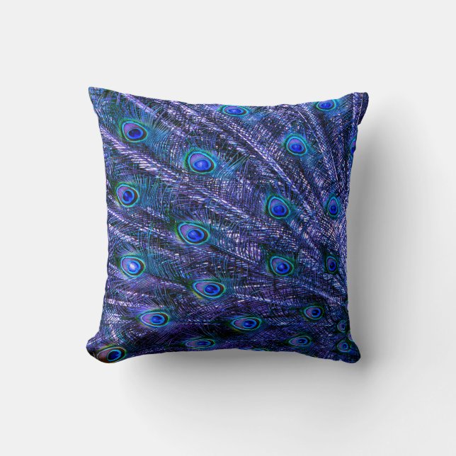 Lila Peacock Feathers Baby Blanket Kudde (Framsida)
