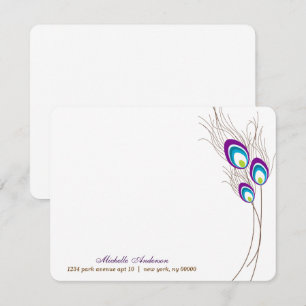 Lila Peacock Feathers Flat Note Cards Inbjudningar