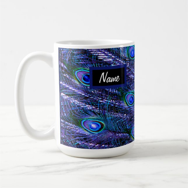 Lila Peacock Feathers Kaffemugg (Vänster)