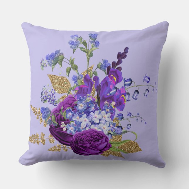 Lila Peacock Image Glitter Reversible Pillow Kudde (Framsida)