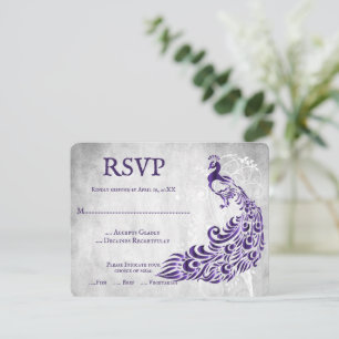 Lila Peacock Löv Vine Bröllop OSA Card Kort