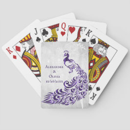 Lila Peacock Löv Vine Wedor Favcard Deck Casinokort