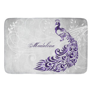 Lila Peacock Personlig Bath Mat Badrumsmatta