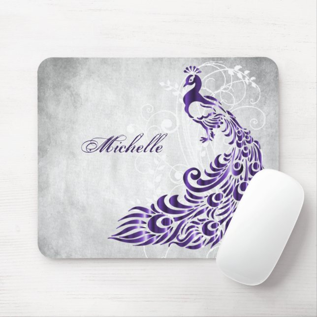 Lila Peacock Personlig Mouse Pad Musmatta (Med mus)