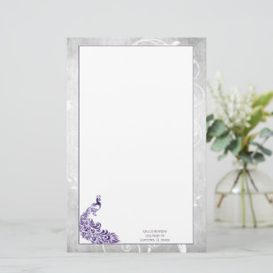Lila Peacock Stationery Brevpapper