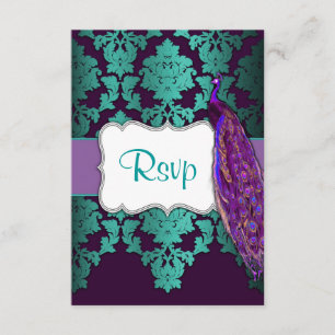 Lila Peacock & Teal Damask Wedding OSA kort