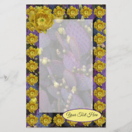 Lila Pear Cactus med Gula blommor Brevpapper