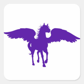 Lila Pegasus Stickers Fyrkantigt Klistermärke