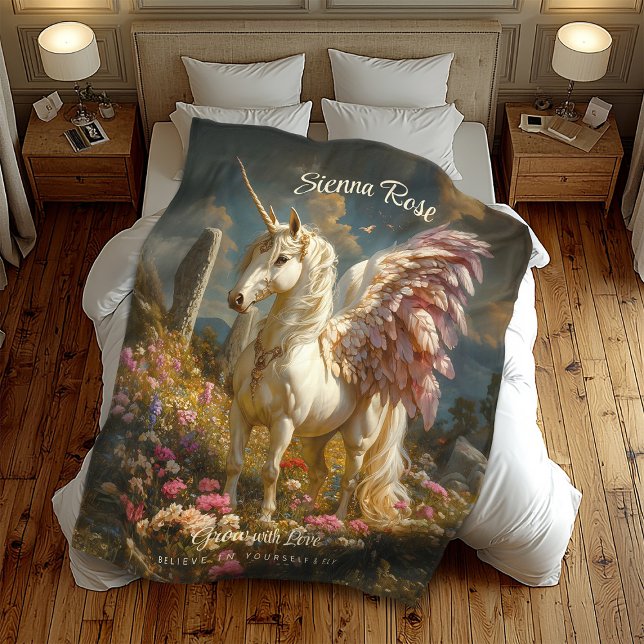 Lila Pegasus Stone Circle Fantasy Mythical Horse Fleecefilt (Skapare uppladdad)